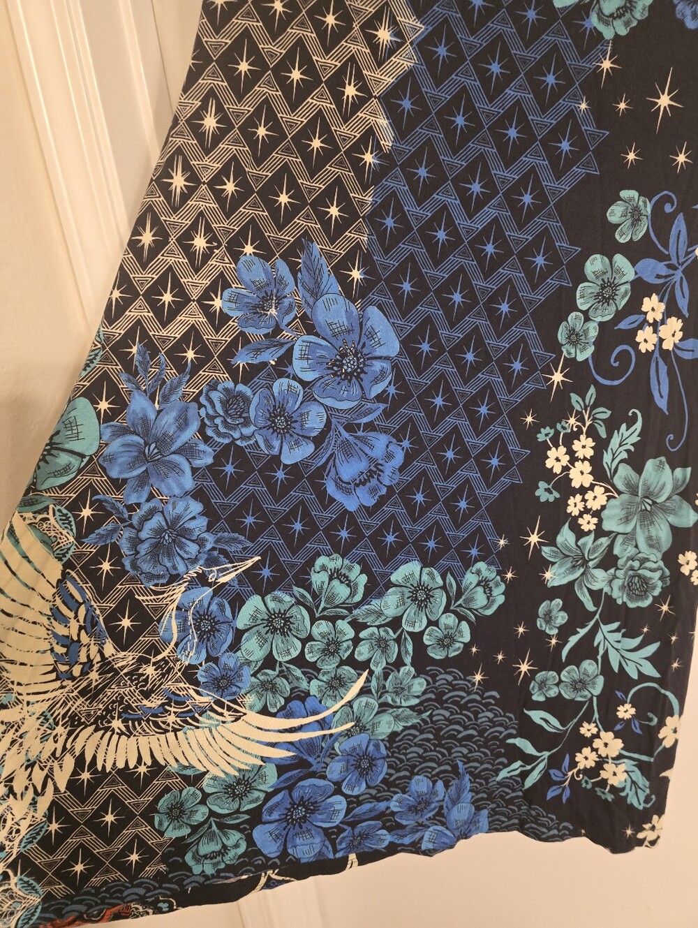 Johnny Was Teal and Navy Floral Print Knee-Length Dress Sz XXS - Picture 17 of 17